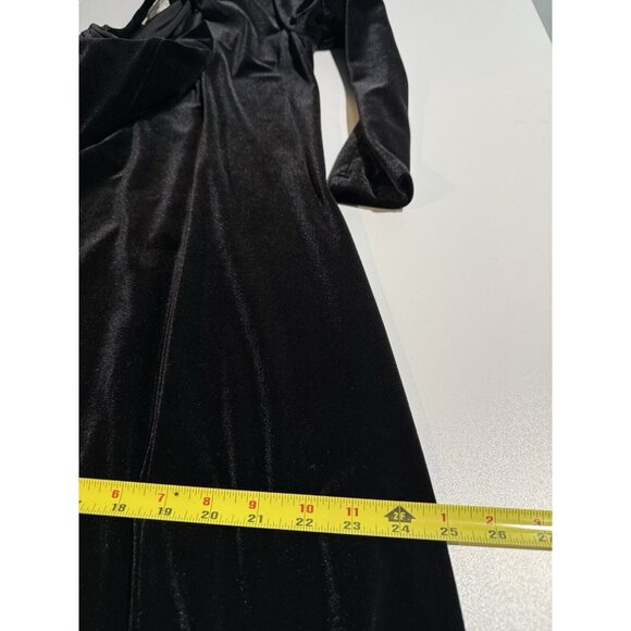 Coldwater Creek Velvet Maxi Dress Womens M Black Whimsy Goth Witchy Long Sleeve - Picture 7 of 8